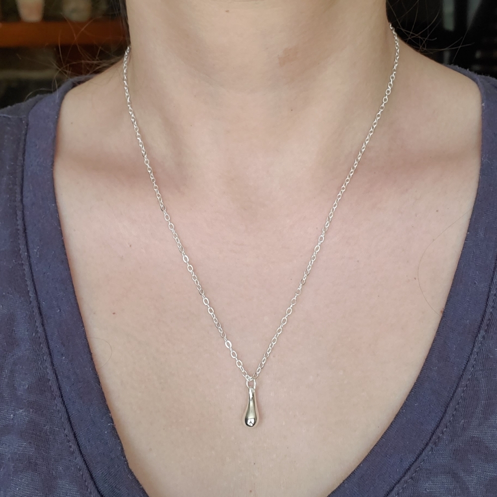 New Dainty Silver Teardrop Necklace - Picture 2 of 16